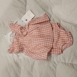 Gerber 2 piece 0-3 months baby dress pink and white plaid